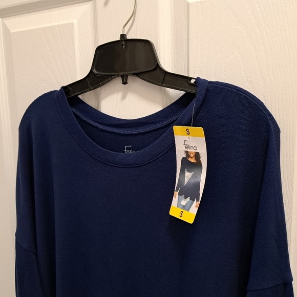 Felina Soft Knit Top Medieval Blue Women's Small Oversized Knit Loose Fit Shirt - Picture 9 of 12